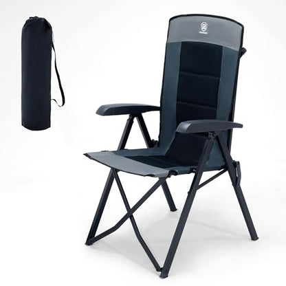 EVER ADVANCED Folding Camping Chair 4 Position Adjustable Recliner with High Back Support Portable for Adults, 300lbs Weight Capacity, Black - color: Classic Black