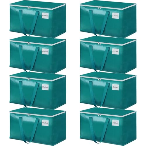 StorageRight Moving Bags-Heavy Duty Moving Boxes, Storage Totes with Zipper, Reinforced Handles and Tag Pocket-Collapsible Moving Supplies for moving, Storage and Travel 93L(Green-8 Pack) - color: Green, size: 8 Pack