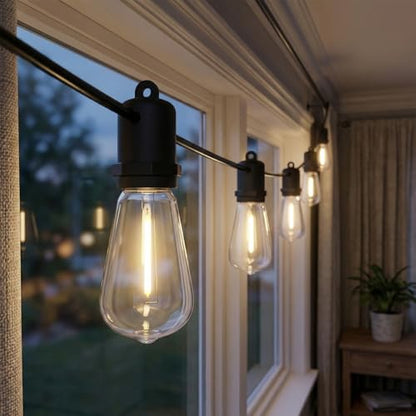 25FT LED Outdoor String Lights, 13 Shatterproof ST38 Edison Bulbs, Waterproof Patio Decor for Outside, Dimmable Bistro Cafe Hanging Lights - size: 25FT