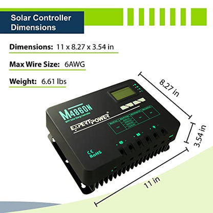 ExpertPower 600W 12V Solar Panel Kit | 600W Mono Rigid Solar Panels, 60A MPPT Solar Charge Controller | RV, Trailer, Camper, Marine, Off Grid, Solar Projects - size: 600W + 60A MPPT