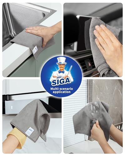 MR.SIGA Microfiber Cleaning Cloth, All-Purpose Microfiber Towels, Streak Free Cleaning Rags, Pack of 15, Gray, Size 30 x 30 cm(11.8 x 11.8 inch) - color: Gray