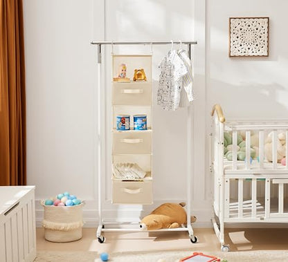 MAX Houser 6 Tier Shelf Hanging Closet Organizer, Closet Hanging Shelf with 2 Sturdy Hooks for Storage, Foldable (Beige-D3) - color: Beige-d3