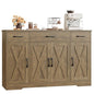 HOSTACK Buffet Sideboard Cabinet with Drawers, 55" Large Buffet Storage Cabinet with Shelves and Doors, Modern Farmhouse Coffee Bar Station Wood Kitchen Table for Kitchen, Dining Room, Rustic Brown - color: Rustic Brown