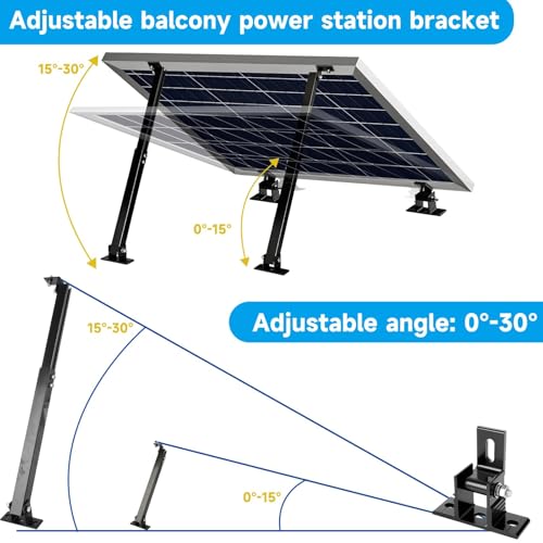 Adjustable Solar Panel Tilt Mount Brackets Aluminum Alloy Solar Panel Mounting Support up to 50 70 100 150 200 300 400 Watt Solar Panel for Flat Surface Roof RV Boat Off-Grid (Mount Only) Black - color: BLACK-1SET