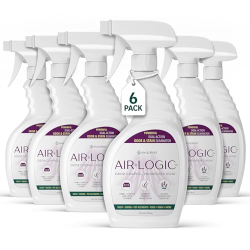 Dual-Action Odor Eliminator Spray 32 Fl Oz, Plant-Based Instant Knockdown & Enzymatic Deodorizer, Neutralizes 16 Odor Sources, Bleach-Free, Fabric & Surface Safe, Lavender Lemon, Pack of 6 - size: 32 Fl Oz (Pack of 6)