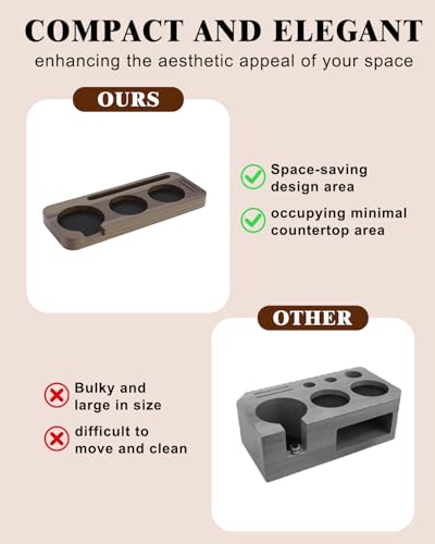 51/54mm Espresso Organizer Station, Solid Walnut Espresso Tamping Station with Non-Slip Mat, Compact Coffee Accessories Holder for Barista Countertop - color: Brown 54mm