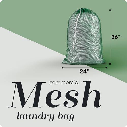 Handy Laundry Mesh XL Laundry Bags - Durable, Machine Washable with Secure Drawstring Closure - Perfect for College Dorms, Laundromats, Apartments (Green, Large 24" x 36") - color: Green