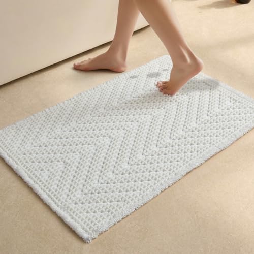 Sunfly Waffle Bath Mat, Boho Bathroom Rugs Non-Slip Washable Super Absorbent Quick Dry, Farmhouse Bathroom Decor 20"x30" Cream - color: Cream, size: 1'8" x 2'6" (Rectangular)