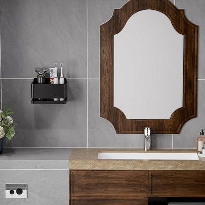 Aluminum Electric Toothbrush Holder - Bathroom Wall Mounted Toothbrush Holder (Black, Double Slot) - size: Double slot