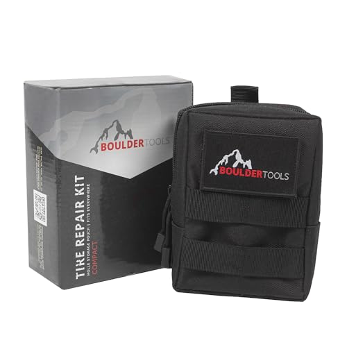 Boulder Tools - Compact Tire Repair kit with Molle Storage Pouch. Heavy Duty Universal Tire Plug Kit, Easily Stores Inside Your UTV, ATV, Truck, Motorcycle, Overlanding Gear or RV