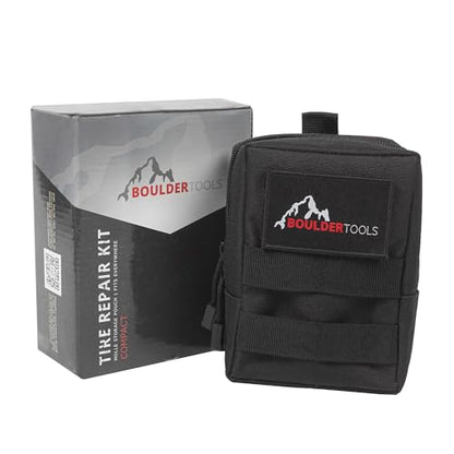 Boulder Tools - Compact Tire Repair kit with Molle Storage Pouch. Heavy Duty Universal Tire Plug Kit, Easily Stores Inside Your UTV, ATV, Truck, Motorcycle, Overlanding Gear or RV