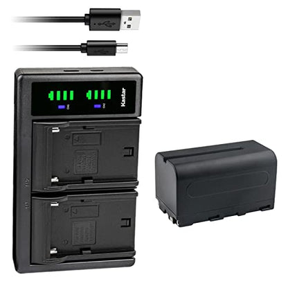 Kastar 1-Pack NP-F750 / NP-F770 Battery and LTD2 USB Charger Compatible with Lilliput A7S 7", A7S-B 7" Field LED Monitor, H7 7", H7S 7", Q7 Full HD Monitor, A11 10.1", A12 12.5" IPS 4K HDMI Monitor - size: 1 Charger + 1 Battery