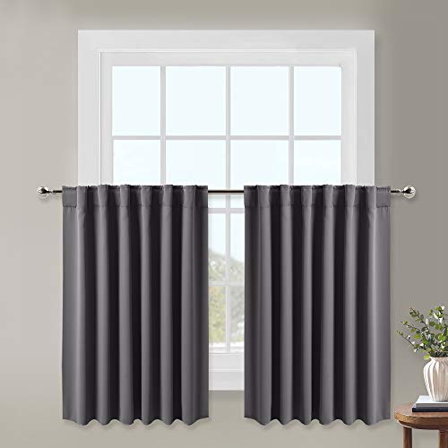NICETOWN Blackout Curtain Panels for Living Room - (Grey Color) 29x36 inch, 2 Panels Set, Room Darkening Blackout Drapes for Window - color: Grey, size: 29"W x 36"L (Pack of 2)