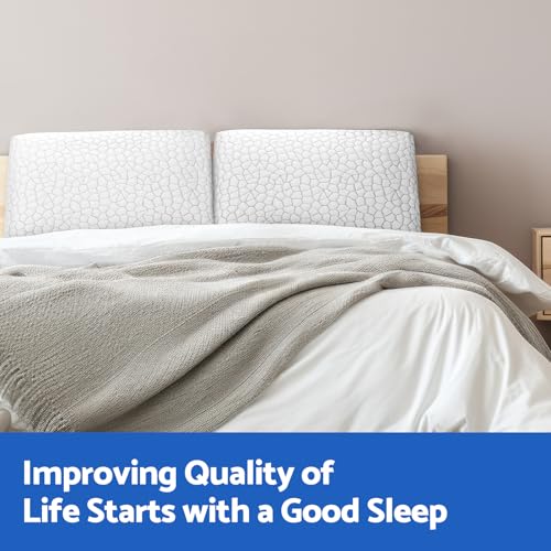 CushZone Memory Foam Pillows for Sleeping, Bed Pillow with Removable and Machine Washable Cover, Bed Pillow for Side, Back and Stomach Sleepers, Queen Size (1 Pack) - size: Queen Size