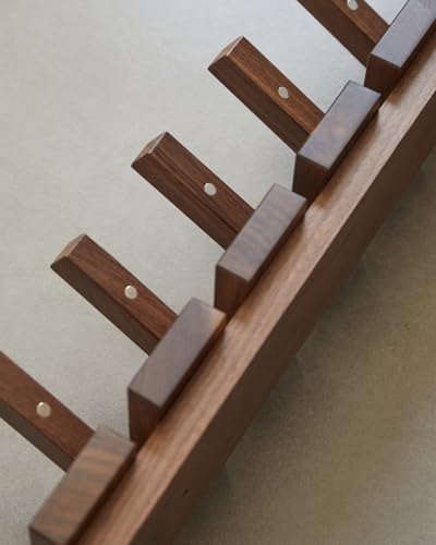 Wood Coat Rack Wall Mount - Large Walnut Piano Coat Rack wtih 5 Hooks for Hanging Clothes,Keys,Robes,Purse,Towels,Modern Decorative Wall hooks Heavy Duty Hanger Organizer for Bathroom/Bedroom/Entryway - size: 5 Hooks
