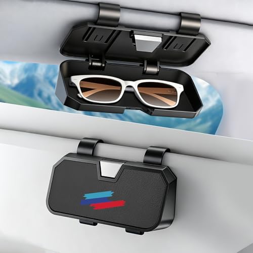 Sunglasses Holder for Car Visor Leather Eyeglasses Organizer Case for BMW X3 X5 X7 X1 3 4 2 5 Series Accessories - color: Leather Black With Logo
