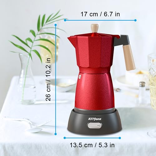 Electric Espresso Coffee Maker, Italian Coffee Pot, Electric Moka Pot, Cuban Coffee Maker, Portable Cafeteras Electricas Espresso Makers with Detachable Base 3 or 6 Cup (Bright Red) - color: Bright Red