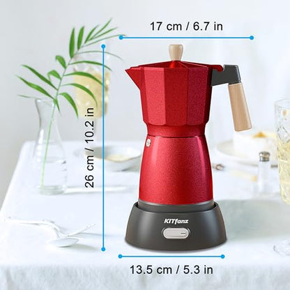 Electric Espresso Coffee Maker, Italian Coffee Pot, Electric Moka Pot, Cuban Coffee Maker, Portable Cafeteras Electricas Espresso Makers with Detachable Base 3 or 6 Cup (Bright Red) - color: Bright Red