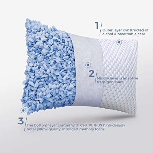 OSBED Shredded Memory Foam Pillows Queen Size Set of 4 | Neck pain relief, supportive, odorless, cooling pillow, adjustable, washable, CertiPUR-US hypoallergenic adult pillow - size: Queen (Pack of 4)