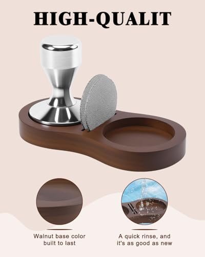 Tamping Station, Walnut Espresso Tamping Station, Espresso Accessories Organizer Compact Coffee Tamper Holder Coffee Maker Tool - color: Brown Station
