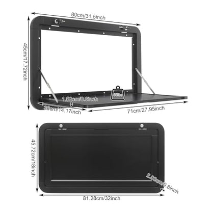 RV Foldable Table,800x450mm Folding Table, Lockable Wall Table Kit Outdoor Picnic Wall Mounted Table Rv，for Vans, Trucks, Campervans, Trailers