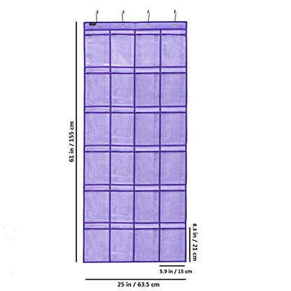 Modern Over the Door Shoe Rack Organizer with 24 Clear PVC Pockets, Purple - color: 24 Pockets-Purple