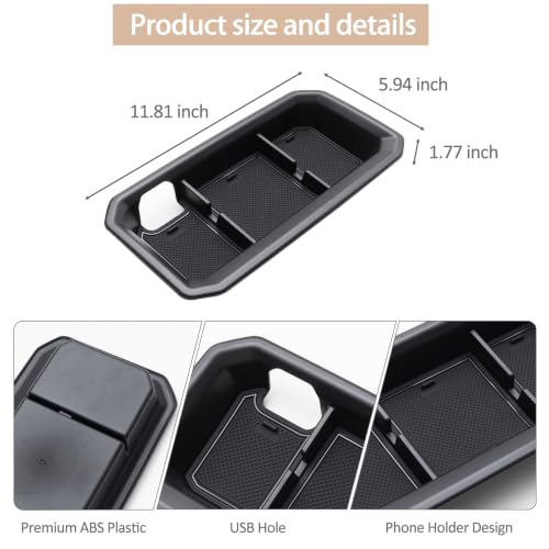 JDMCAR Dashboard Tray Compatible with 2022 2023 2024 2025 2026 Toyota Tundra Accessories and 2023-2026 Sequoia Dash Panel Center Console Table Storage Organizer with Anti-Slip Backing Liner - size: Fits 2022+ Tundra