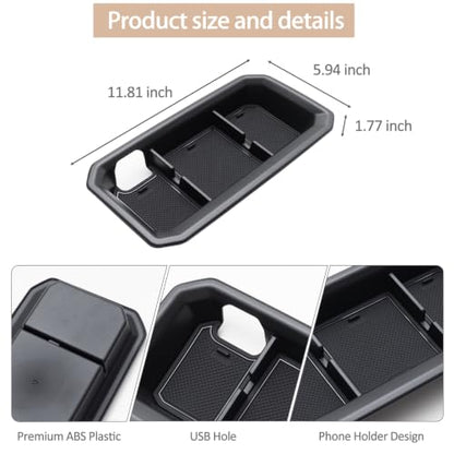 JDMCAR Dashboard Tray Compatible with 2022 2023 2024 2025 2026 Toyota Tundra Accessories and 2023-2026 Sequoia Dash Panel Center Console Table Storage Organizer with Anti-Slip Backing Liner - size: Fits 2022+ Tundra