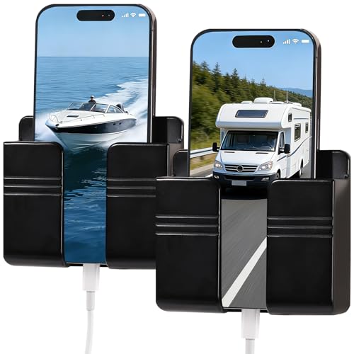 RV Accessories: Boat Accessories & Camper Accessory - Wall Phone Holder for Dorm Room & Apartment Essentials - Travel Trailer & RV Essentials for Inside and Pontoon Boat Accessory(2Pcs-Black) - color: black