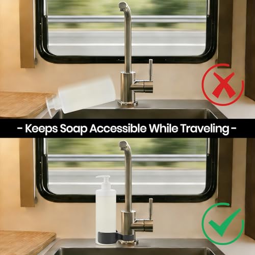 Calvana (2Pack) RV Soap Holde, Soap Swivel Caddy, Van Storage Accessory to Secure with Rotating Design, Compatible with Most RV Faucets Bottles
