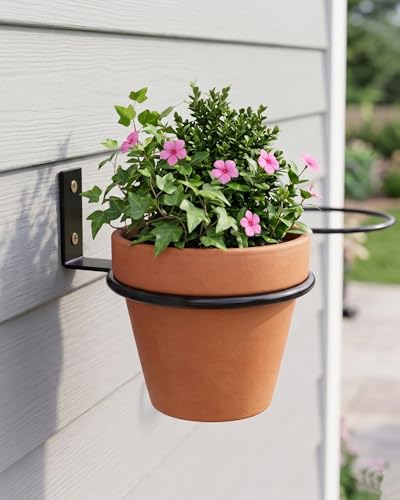 vensovo 6 Pack 4 Inch Wall Mounted Plant Holder - Heavy Duty Metal Flower Pot Hanger Rings - Space Saving Bracket Hooks for Indoor Outdoor Plants Decor, Black - size: 4 Inch