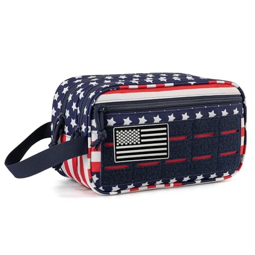 QT&QY Tactical Toiletry Bag For Men Hygiene Bag EDC Military Tool Molle Pouches Small Dopp Kit Mens Shaving Kit Travel shower Bags Star-Spangled - color: 1 US Star-Spangled