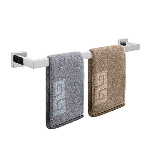 NearMoon Towel Bar, Bath Accessories Premium Thicken Stainless Steel Square Shower Towel Rack for Bathroom, Towel Holder Wall Mounted (1 Pack, Chrome Finish, 24 Inch) - color: Chrome Finish, size: 24 Inch