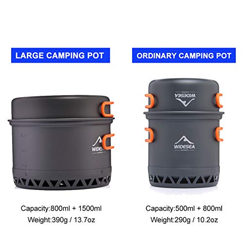 widesea Camping Cookware Outdoor Pot Pan Cooking Equipment Heat Exchange Design for Hiking Backpacking Travel - style: For 2-3 Person
