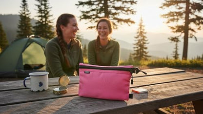 GOX Small Toiletry Bag for Men Bulk Cosmetic Bag Dopp Kit Carry On Zipper Pouch Organization Nylon Small Packing Sack Water Repellent - color: Pink