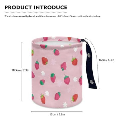 Renewold Car Trash Can for Most SUV Sedan Truck Van Car Trash Bag Bin Pink Red Strawberry Hanging Automotive Garbage Cans Vehicle Trash Storage Bag for Camping Picnic Trip Beach Waterproof - color: Pink Red Strawberry