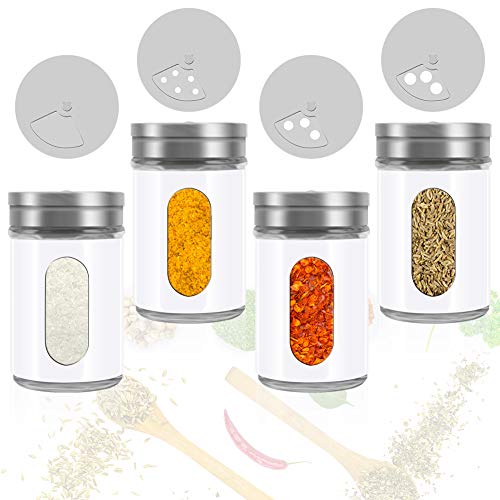 Accmor 2pcs Salt and Pepper Shakers,Stainless Steel Shaker for Salt Powder Sugar Cinnamon Pepper, Spice Dispenser with Adjustable Pour Holes,White - color: White