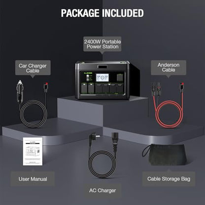 Portable Power Station 2400W (Peak 4800W), 1843.2Wh LiFePO4 Solar Generator, 12 Outlets with 100W USB-C PD Fast Charging, Pure Sine Wave AC for Home Backup, RV Camping, Emergency & Off-Grid Living - color: Sliver