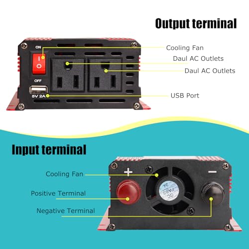 nomal Car Power Inverter 1200W , DC 12v to 110v AC Converter with LCD Display and AC Outlets 12 Volt Inverter for Truck RV Car