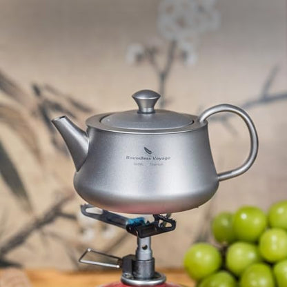 Boundless Voyage Titanium Kung Fu Tea Set with 3 Teacups Portable Camping Kettle Reusable Travel Coffee Tea Cup Set (Ti3119D-set) - color: Ti3119D-set