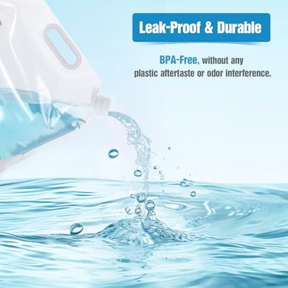 18 Pcs 5 L Collapsible Water Container Bag, 1.3 Gallon Collapsible Water Storage Bag Water Container Emergency Jug Clear Plastic Water Storage Bag Foldable Water Bag For Camping Riding