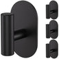Aikzik Black Adhesive Hooks Heavy Duty, Wall Hooks for Shower, Bathroom, Towel, Coat, Robe, Stainless Steel Hooks for Hanging, Waterproof & Rustproof Sticky Hooks for Walls No Damage- 2 Pack - color: Black