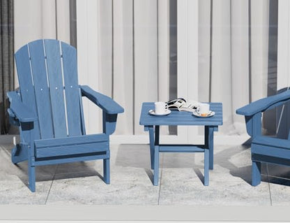 SERWALL Folding Outdoor Side Table Set of 4, Small Adirondack Side Table, Navy - color: Navy, size: Foldable 4-pack