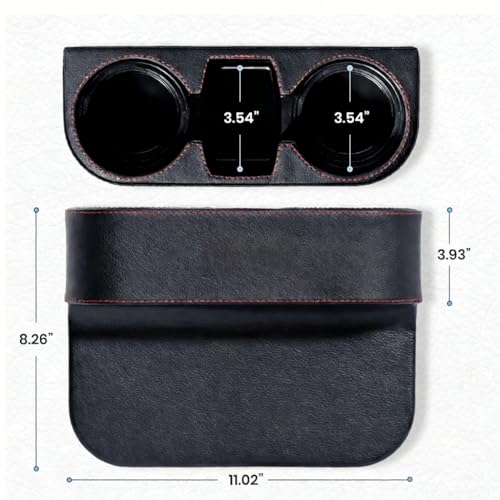 Car Cup Holder, Auto Front Seat Cup Holder, PU Leather Cover Cup Drink Holder, Car Seat Gap Filler Organizer, Side Cup Holder for Car Coin Bucket, Cell Mobile Phone Holder, Black - color: Black