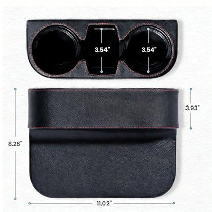 Car Cup Holder, Auto Front Seat Cup Holder, PU Leather Cover Cup Drink Holder, Car Seat Gap Filler Organizer, Side Cup Holder for Car Coin Bucket, Cell Mobile Phone Holder, Black - color: Black