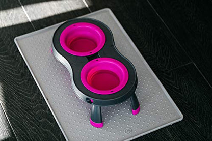 Dexas Pets Double Elevated Pet Feeder, Fuchsia, Small/1 Cup Capacity Bowls (PW1004322405) - color: Fuchsia, size: Small/1 Cup Capacity Bowls
