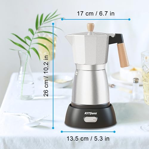 Electric Espresso Coffee Maker, Italian Coffee Pot, Electric Moka Pot, Cuban Coffee Maker, Portable Cafeteras Electricas Espresso Makers with Detachable Base 3 or 6 Cup (Bright Silver) - color: Bright Silver