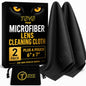 Microfiber Cleaning Cloth, 2 Pack + Velvet Pouch, 6"x7",230 GSM Thick Lens Cleaner for Glasses, Camera & Screens, Ultra Soft, Streak-Free, Lint-Free, Scratch-Safe- All Black - color: All Black, size: 15x18 cm (6x7 Inch)