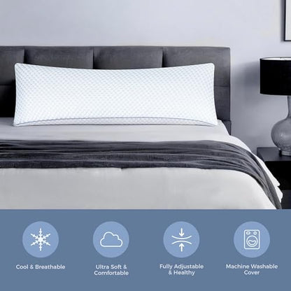 OSBED Shredded Memory Foam Body Pillow | Full body support, supportive, odorless, cooling pillow, adjustable, washable, CertiPUR-US hypoallergenic long adult pillow - size: Body