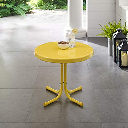 Crosley Furniture Griffith Weather Resistant Retro Metal Outdoor Side Table for Patio, Deck, Porch, Yellow - color: Yellow